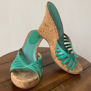Aldo strappy wedge platform sandal turquoise 38